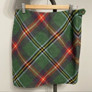 [Ralph Lauren Sport] Green + Red Plaid Wool Mini Skirt